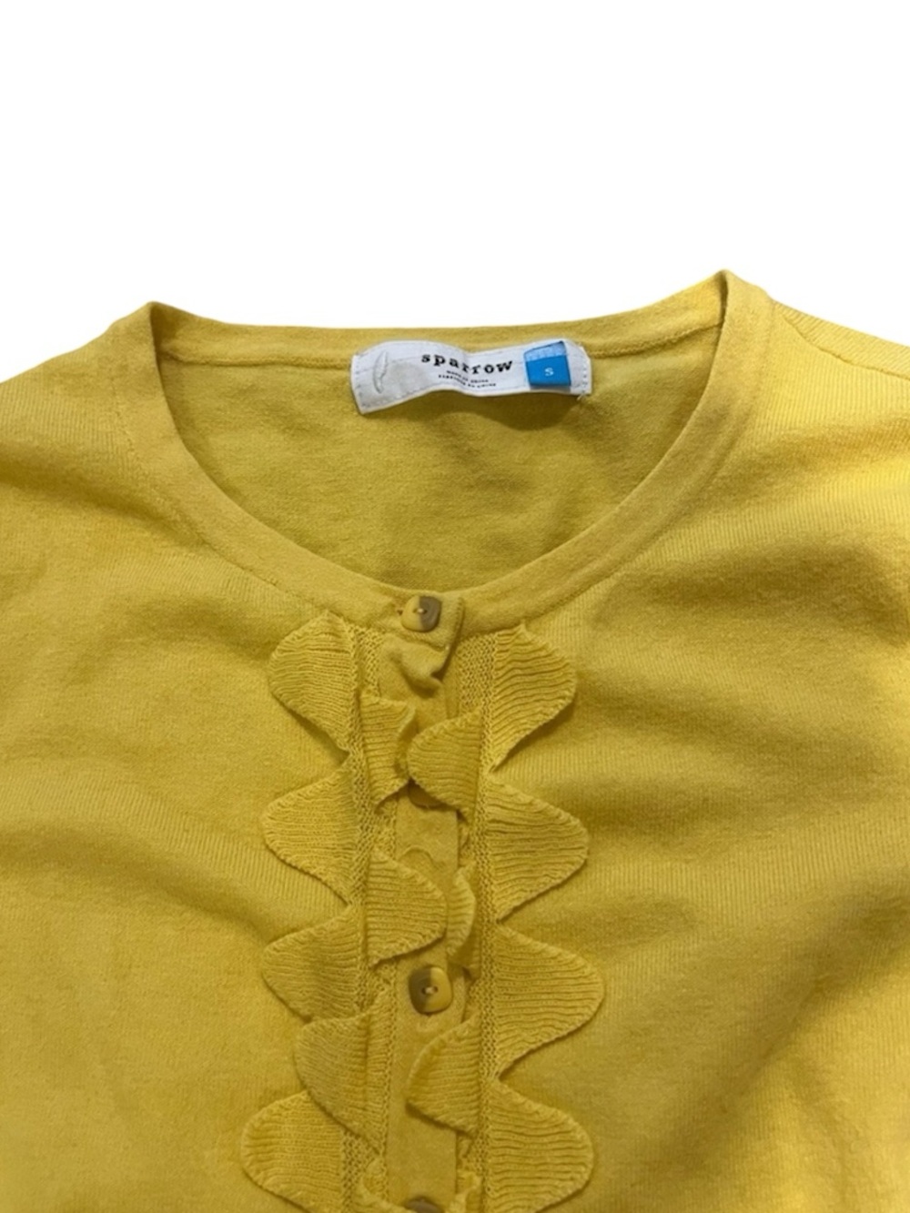sparrow Yellow Ruffle-Trim Button Cardigan - Picture 5 of 7